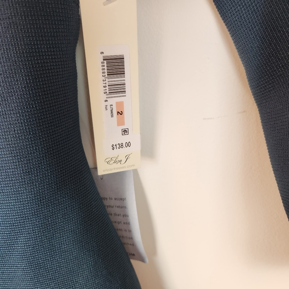 NWT Eliza J Dark Green Tiered Ruffle Hem 3/4 Sleeve Shift Dress Sz 2 - Picture 6 of 9